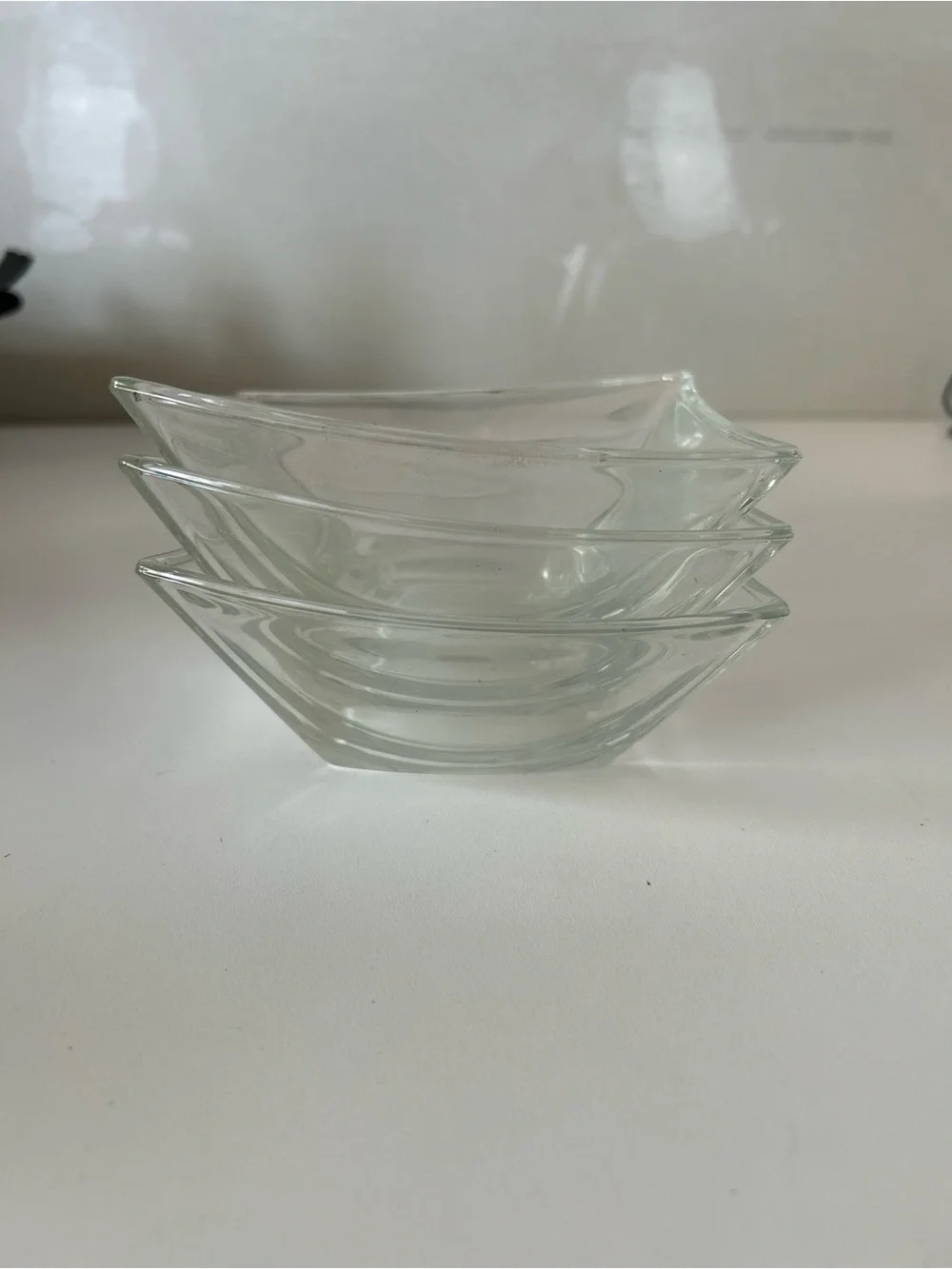 Clear Glass Square Bowls Set of 3